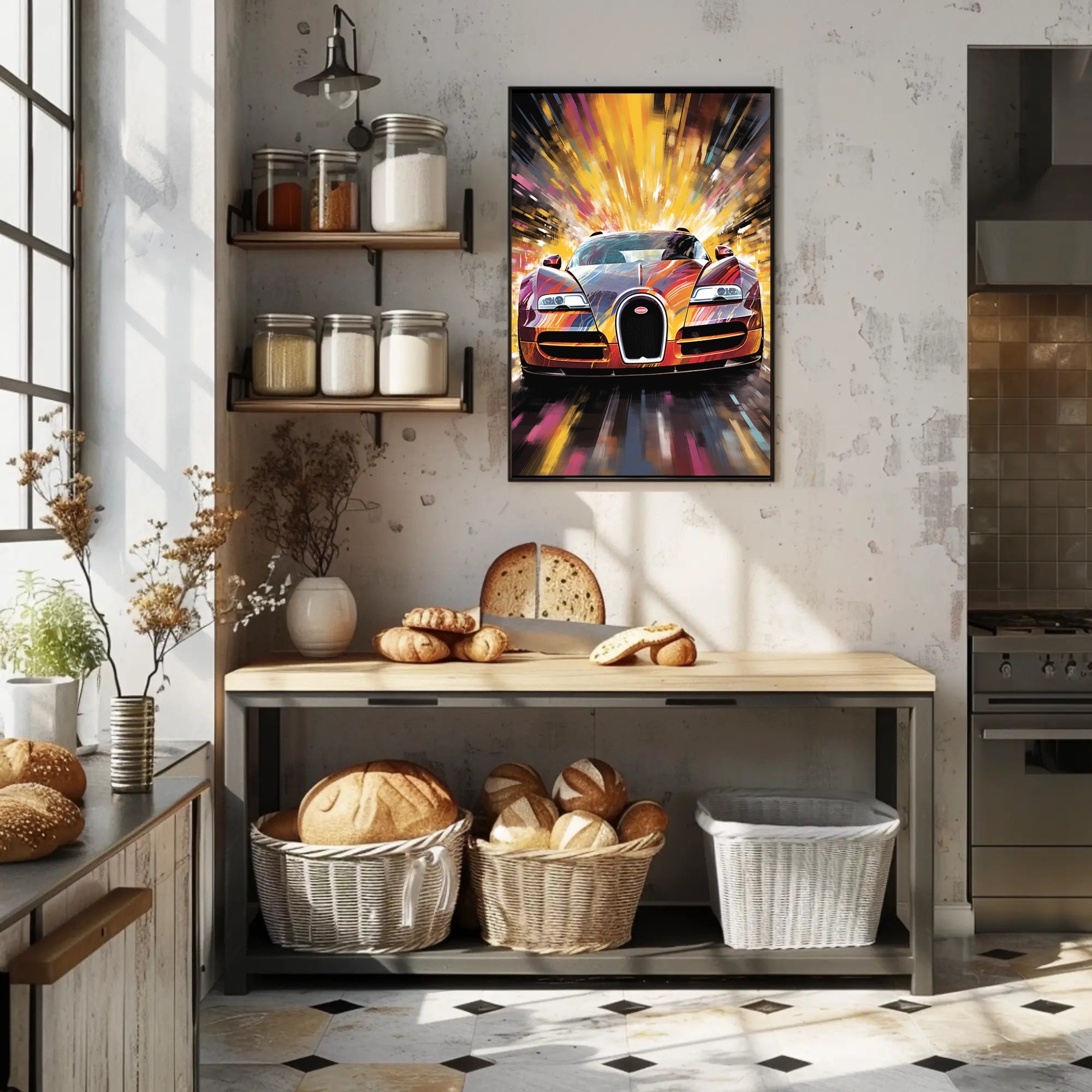 Fiery Sports Car Speed Chase Poster