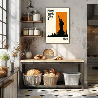 Statue Silhouette New York Skyline Poster Modern Wall Art