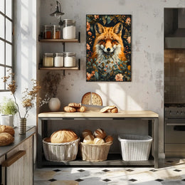 Fox Among Blossoms: Detailed Wildlife Art Animal Poster