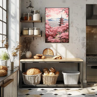 Serene Japanese Landscape with Blossoms Cultural Heritage Poster