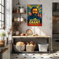 Ulysses S. Grant 18th President of the United States Colorful Comic Book Style Poster