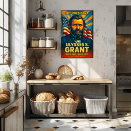 Ulysses S. Grant 18th President of the United States Colorful Comic Book Style Poster