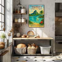 Tahiti Vintage Paradise Poster: Tropical Island Art Print