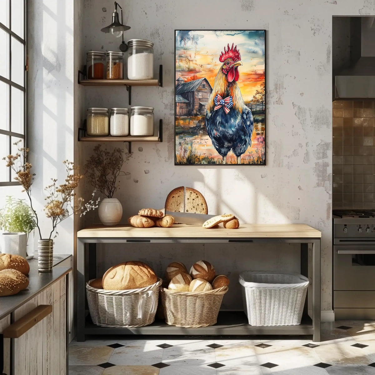 rooster crowing proudly at sunrise Poster