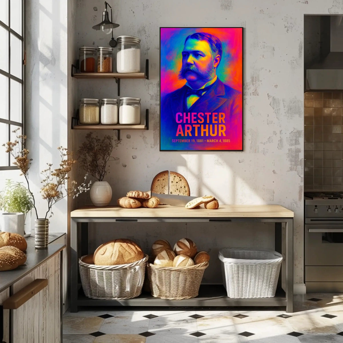 Chester A. Arthur 21st President of the United States Neon Gradient Overlay Poster