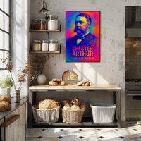 Chester A. Arthur 21st President of the United States Neon Gradient Overlay Poster