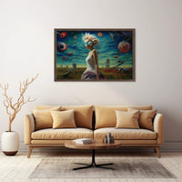 Dreamlike Woman in Stylized Surreal Futuristic Sci-Fi Poster