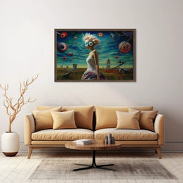 Dreamlike Woman in Stylized Surreal Futuristic Sci-Fi Poster
