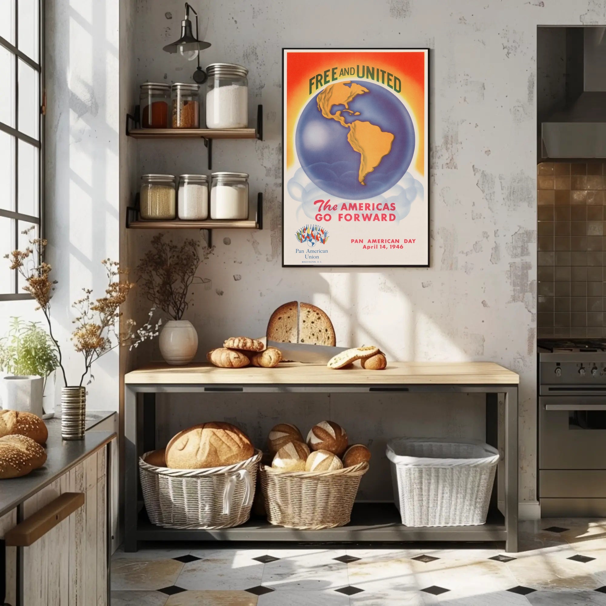 Free and United: Pan American Day Poster PosterGoat