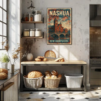 Nashua New Hampshire Cityscape Travel Scenes Realism Photography Digital Painting Poster