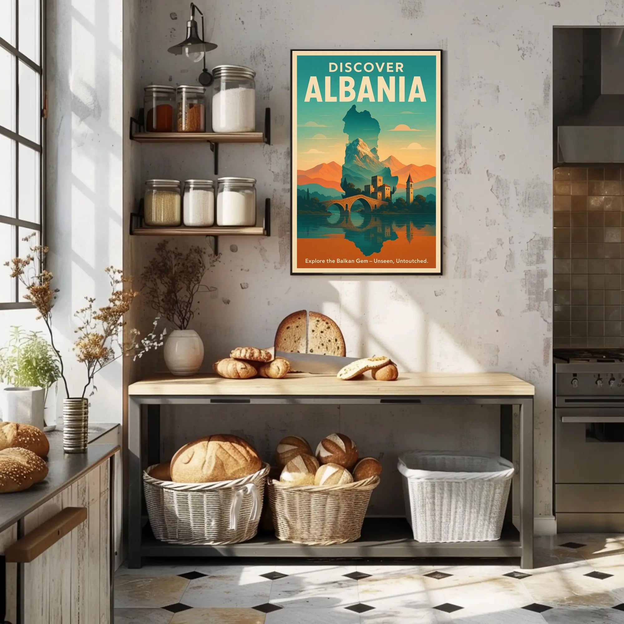 Discover Albania Vintage Travel Poster