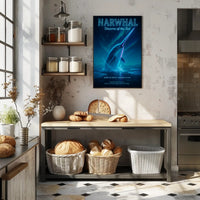 Narwhal Beneath Northern Lights Fantasy or Mythology Poster