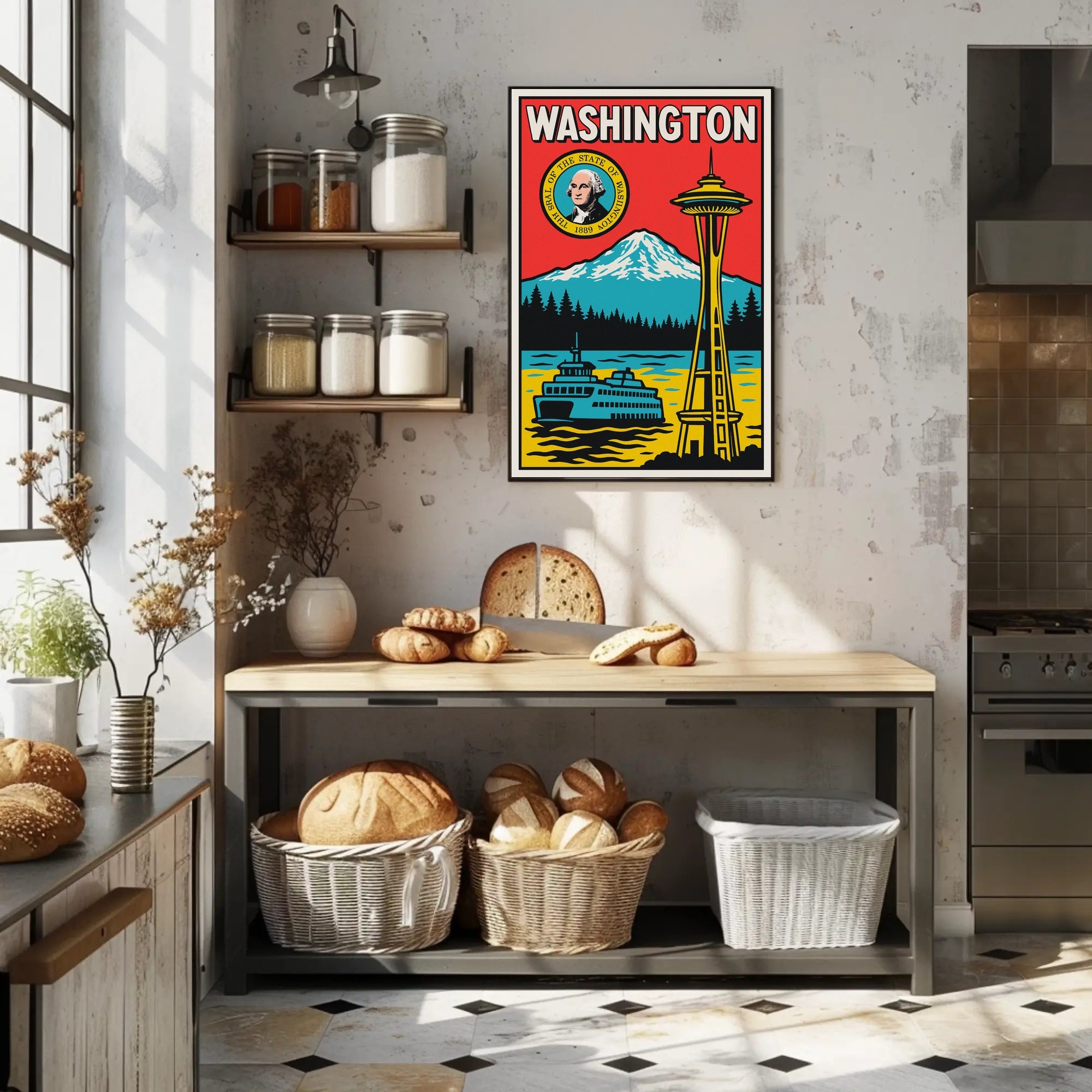 Washington State Landmarks Poster PosterGoat