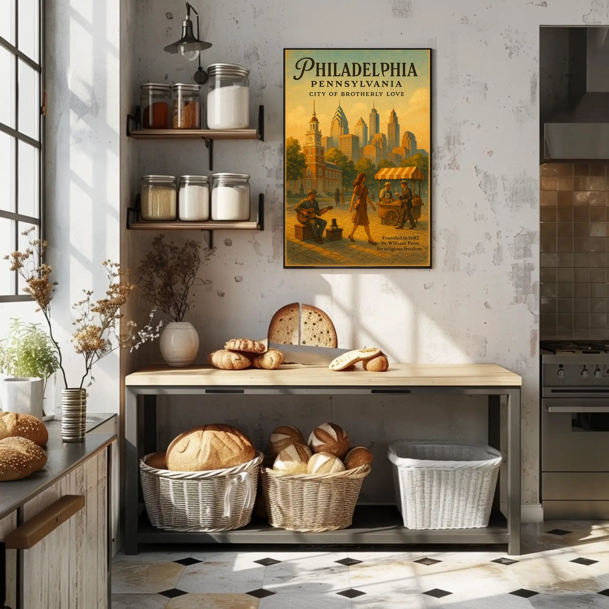 Philadelphia's Historic Charm: Vintage Cityscape Poster