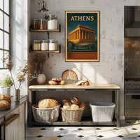 Athens Parthenon Vintage Illustration Cultural or Heritage Poster