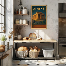 Athens Parthenon Vintage Illustration Cultural or Heritage Poster