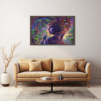 Psychedelic Alien Figure in Surreal Nature Fantasy or Mythology Poster