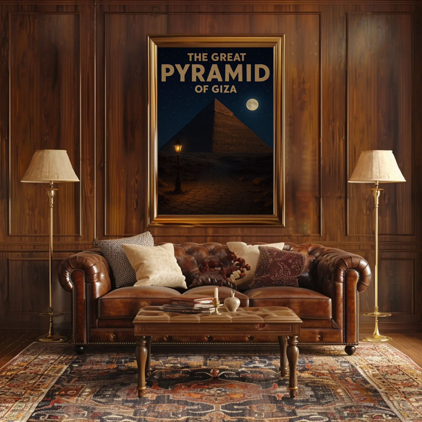 Great Pyramid of Giza Moonlight Travel Poster