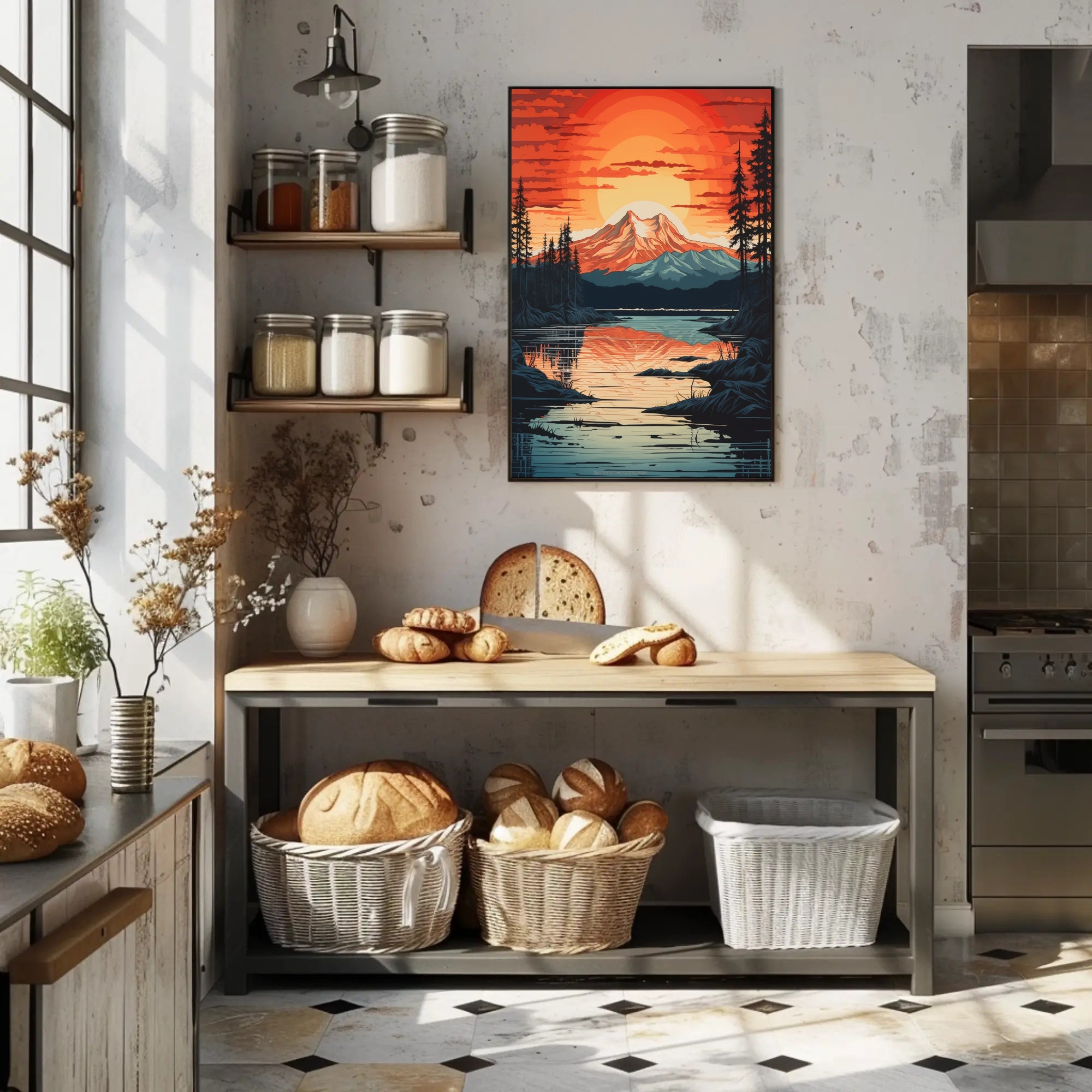 Serene Mountain Sunset Poster PosterGoat