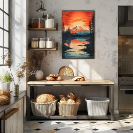 Serene Mountain Sunset Poster PosterGoat