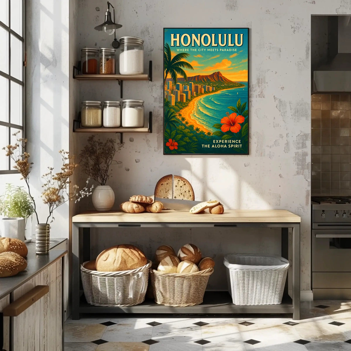 Honolulu Vintage Travel Poster Urban Meets Paradise