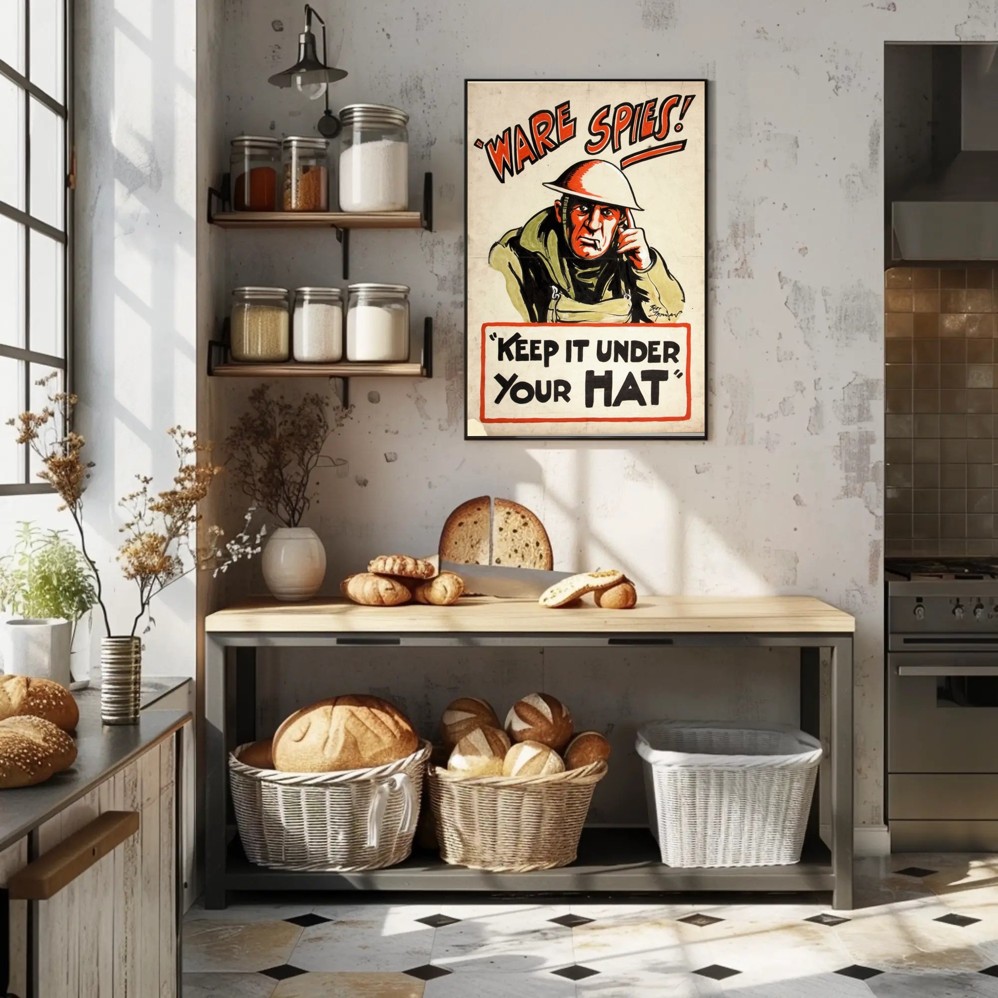 KEEP IT UNDER YOUR HAT WWII Propaganda Poster