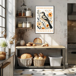 Tennessee Northern Mockingbird Nature Art Poster Print