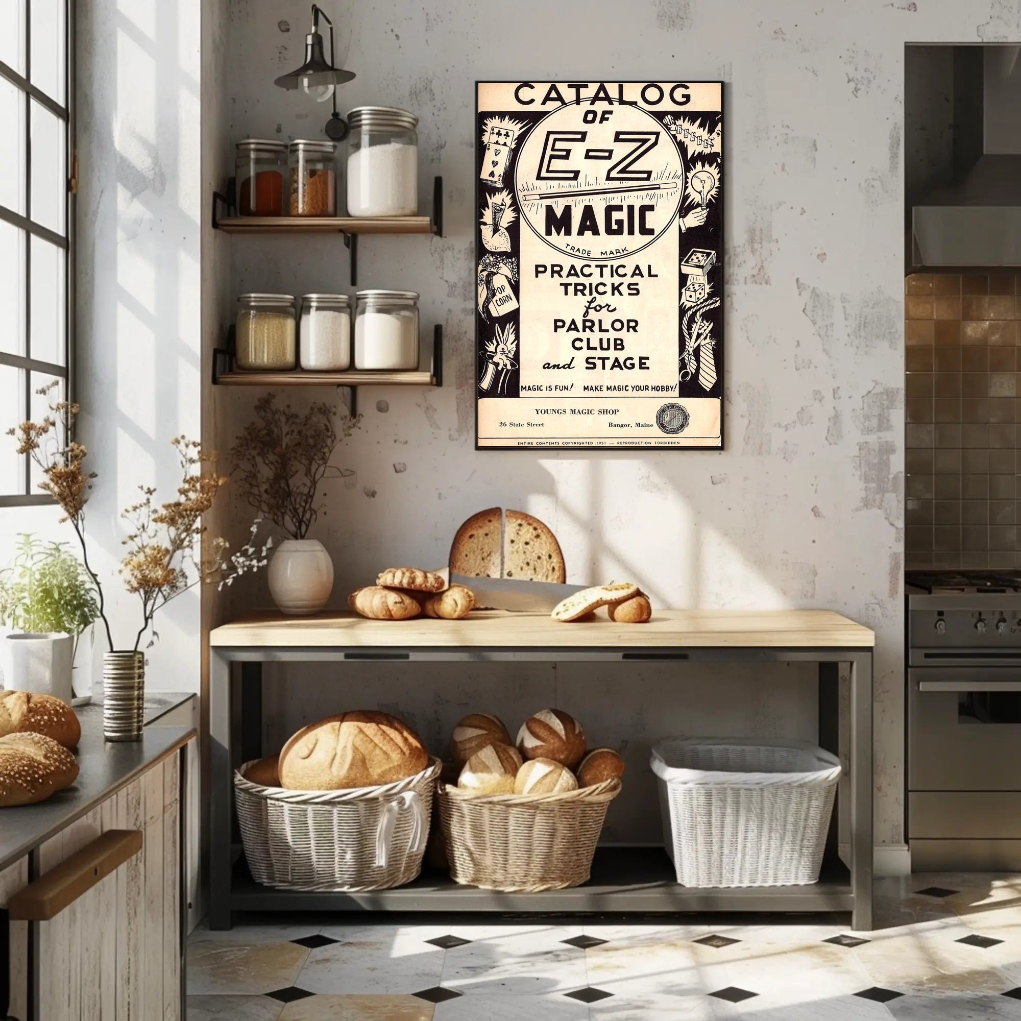 E-Z Magic Catalog Vintage Magic Tricks Artistic Poster