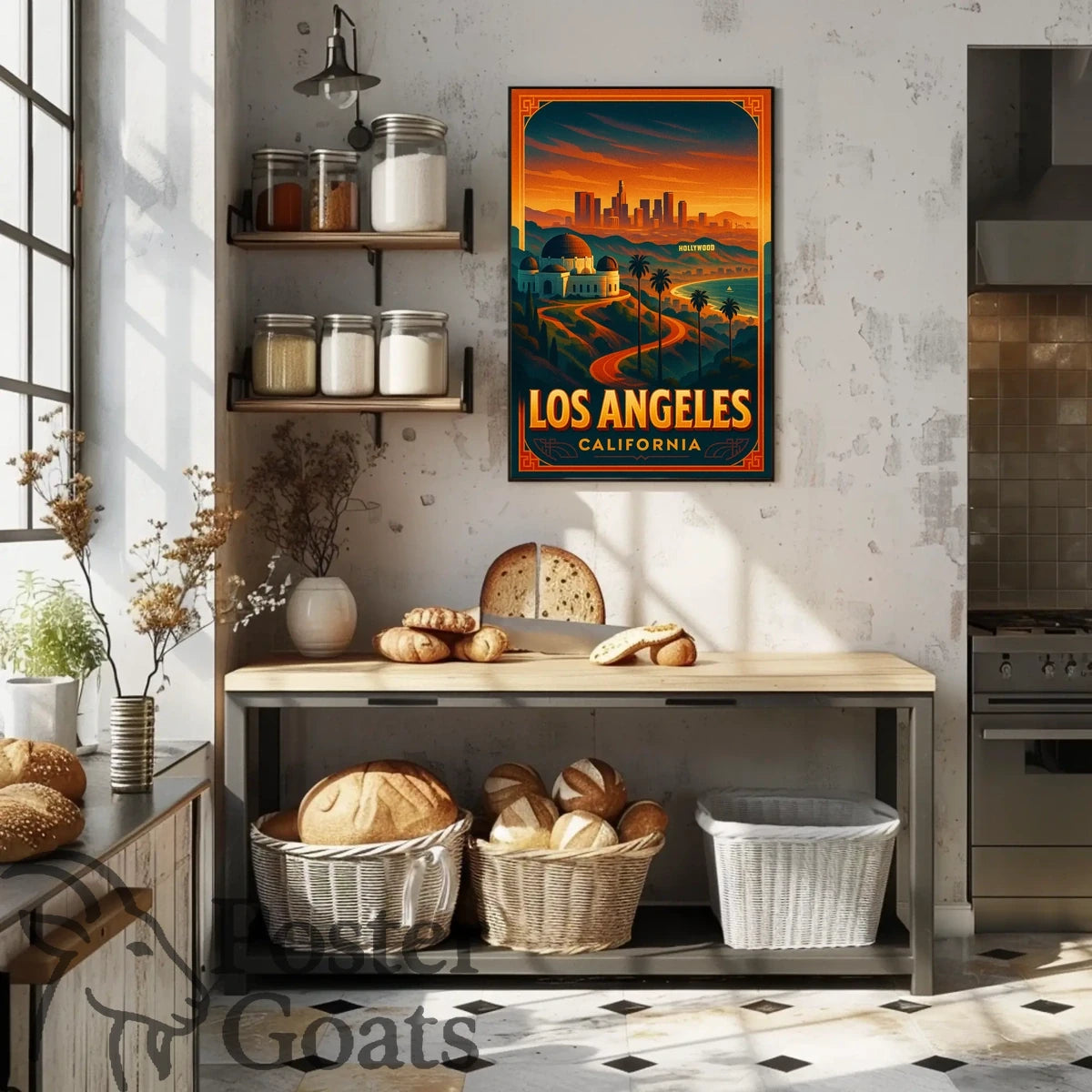 Los Angeles Sunset Vintage Travel Poster