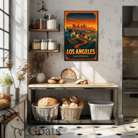 Los Angeles Sunset Vintage Travel Poster