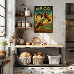 Jesse Owens Triumph 1936 Olympics Vintage Art Poster