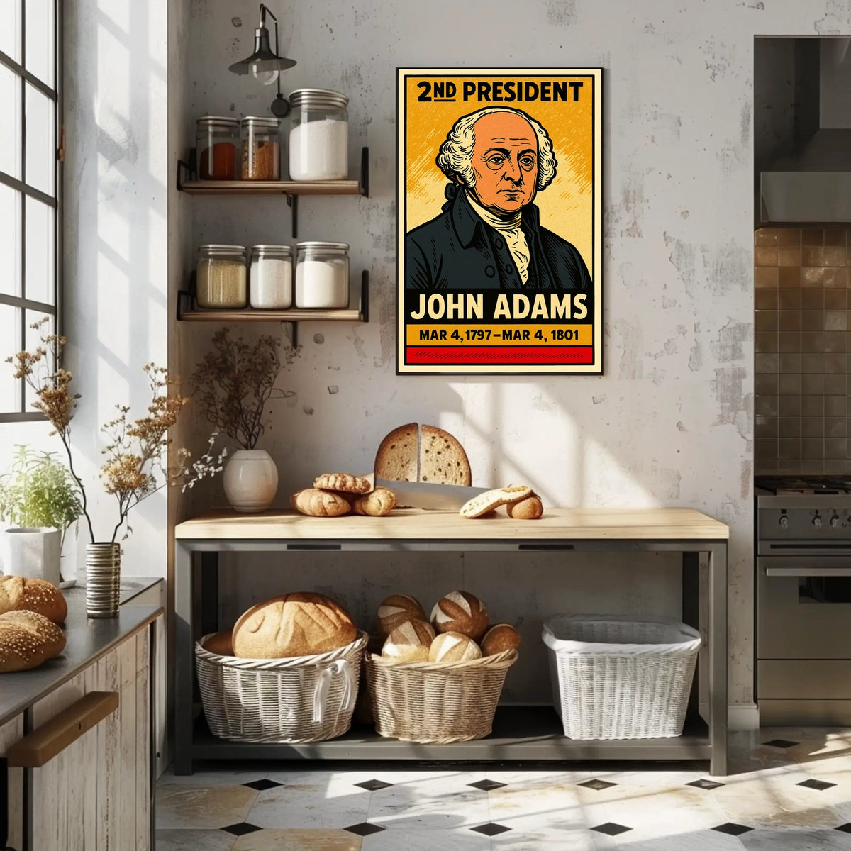 John Adams 2nd President of the United States Inked Comic Style Poster
