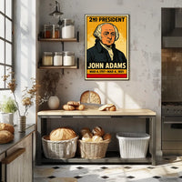 John Adams 2nd President of the United States Inked Comic Style Poster