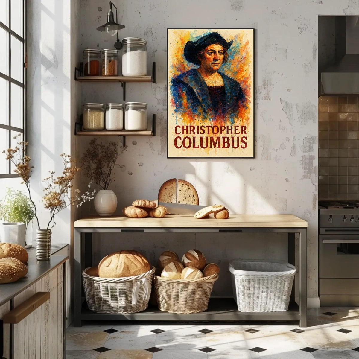 Christopher Columbus Watercolor Exploration Art Poster