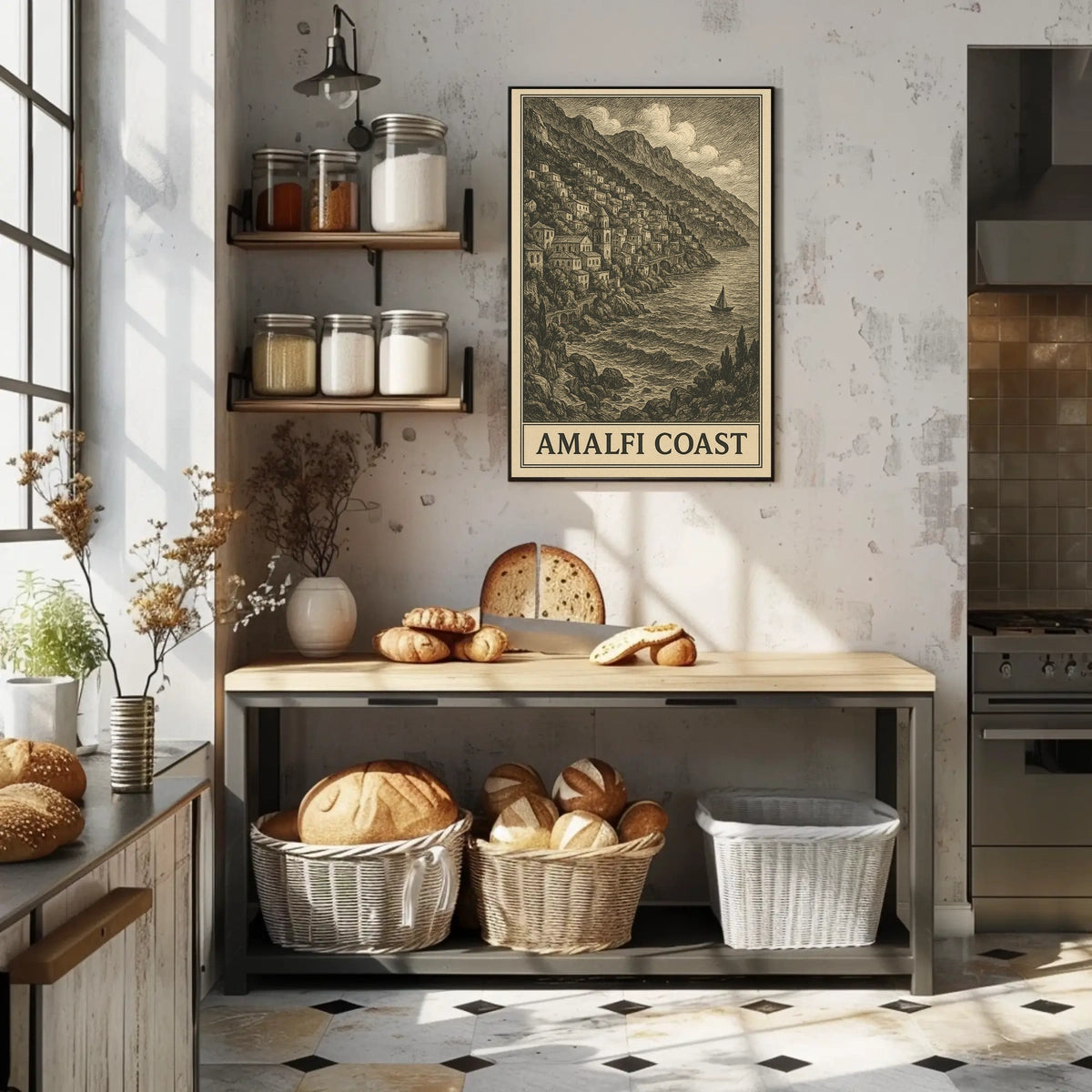 Amalfi Coast Poster Coastal Wall Art for Living Rooms