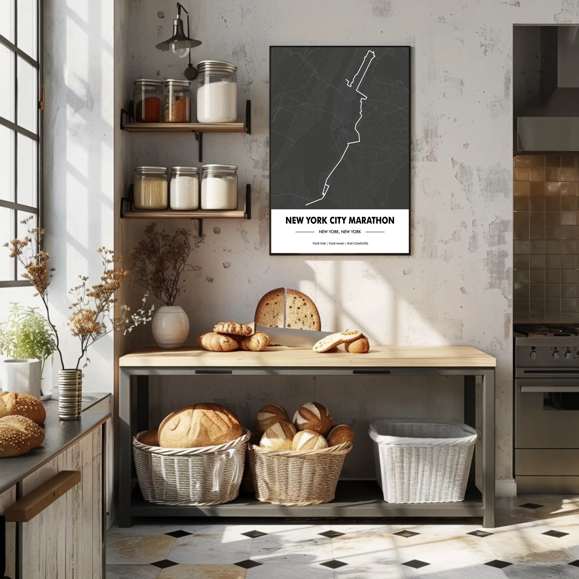 New York City Marathon Route Modern Sports Poster