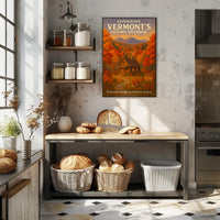 Vermont Autumn Scene Vintage Travel Poster