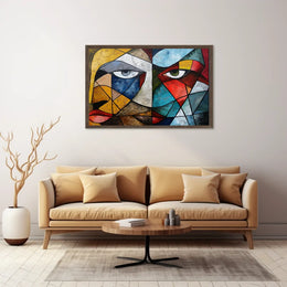 Cubist Faces Vibrant Abstract Art Poster Print