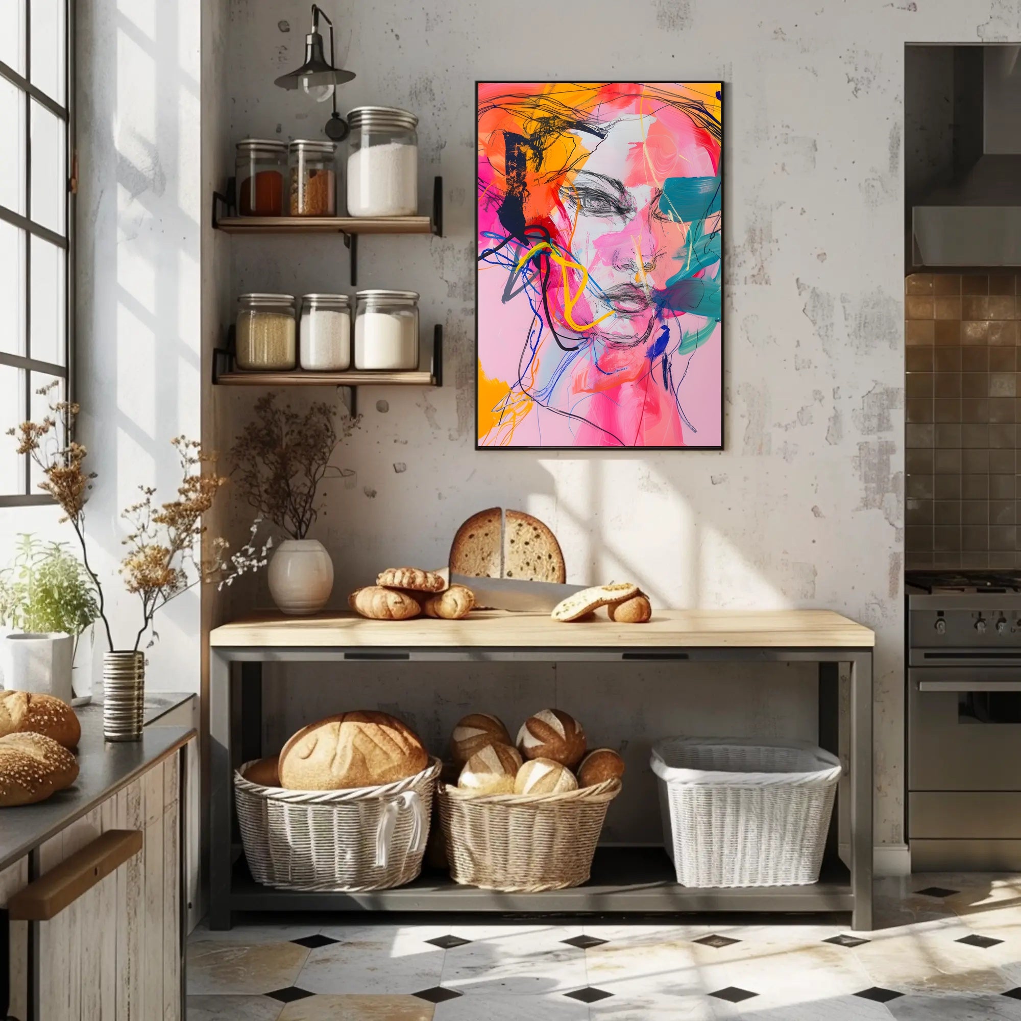 Vibrant Abstract Human Face Art Poster in Abstract Category PosterGoat