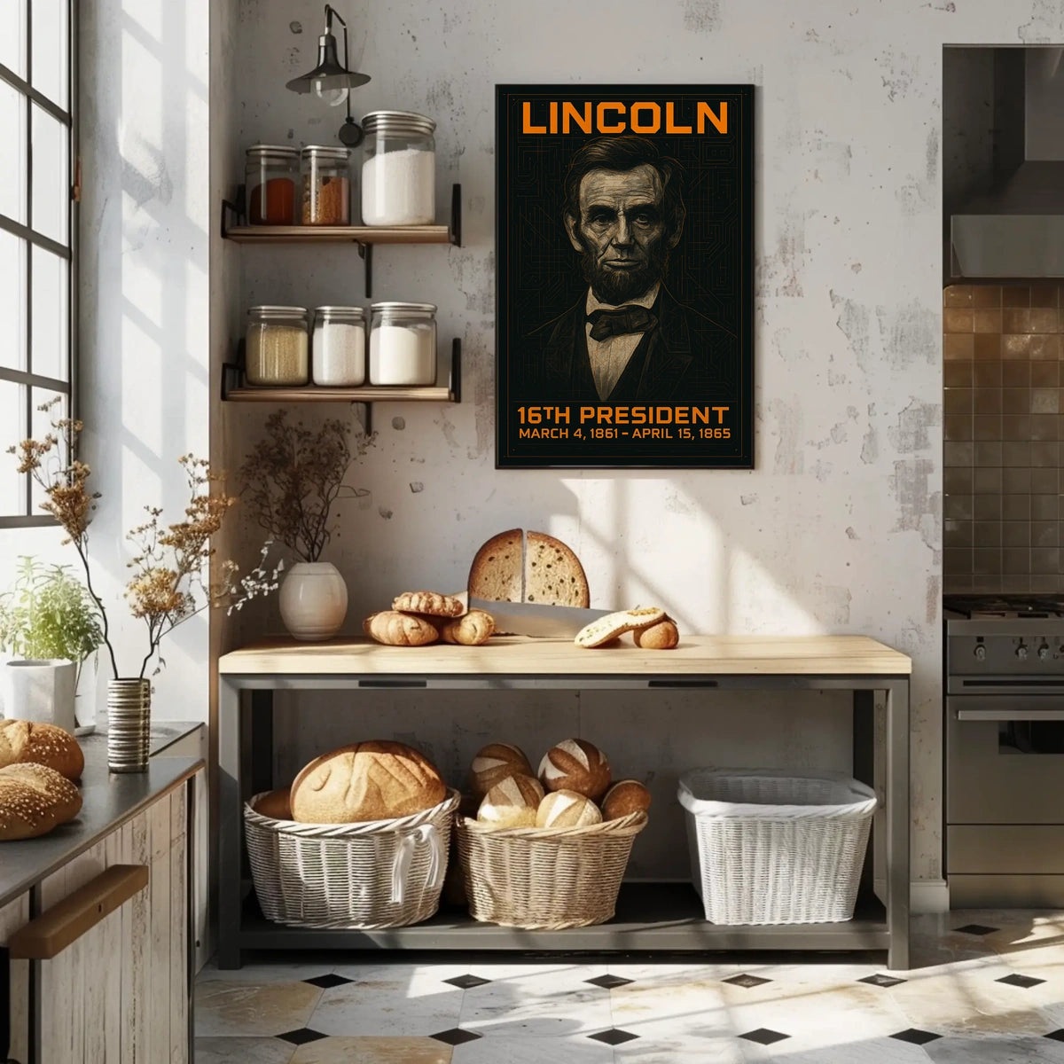 Abraham Lincoln 16th President of the United States Techno Schematic Poster