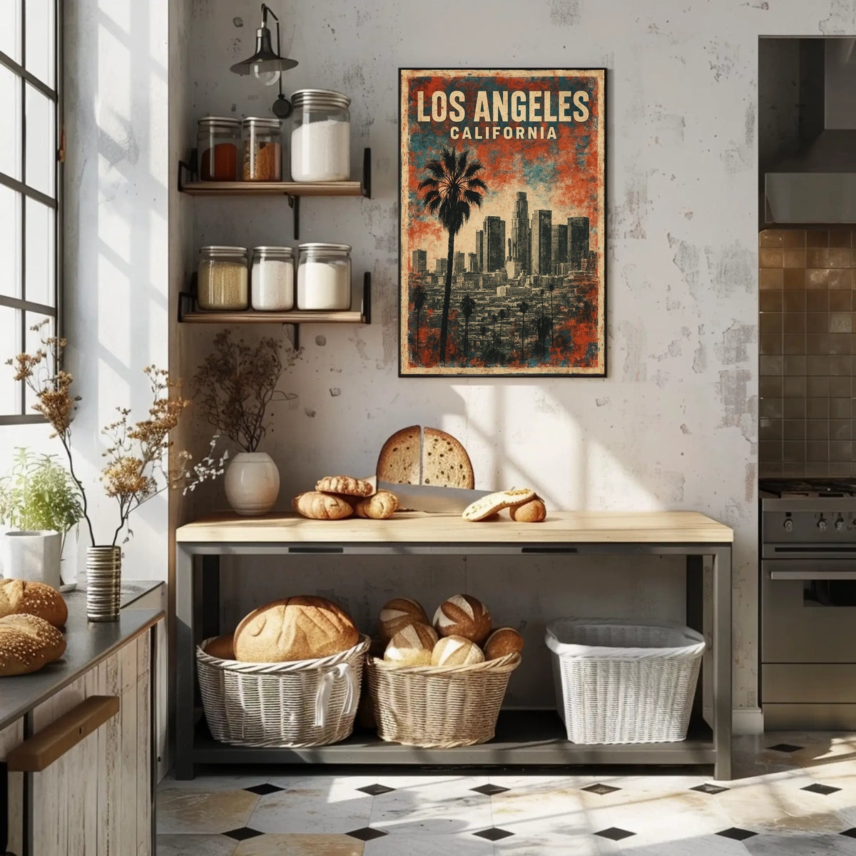 Los Angeles Vintage Cityscape Palm Retro Poster