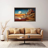 Surreal Sci-Fi Landscape with Fortress and Celestial Body Poster