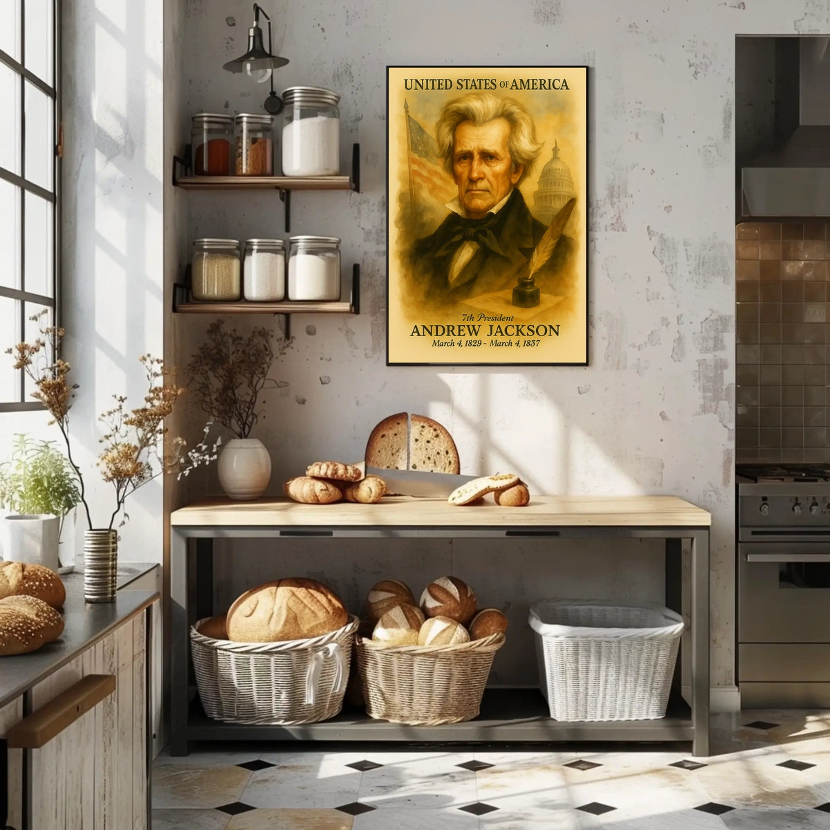 Andrew Jackson 7th President of the United States Vintage Watercolor Poster