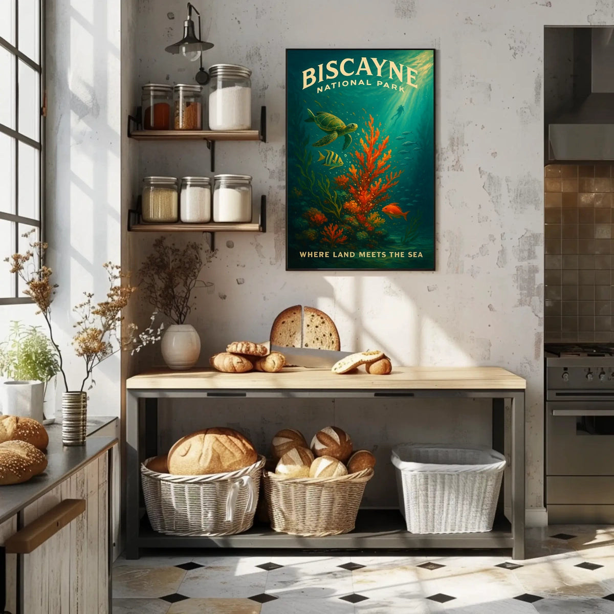 Underwater Scene Marine Life Biscayne National Park Coral Reef Poster