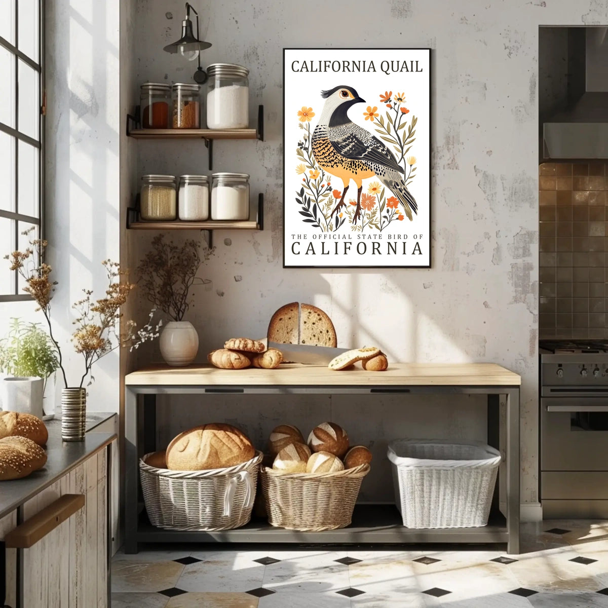 California Quail Art Poster: Celebrate State Pride