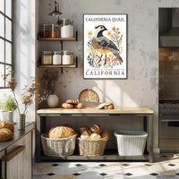 California Quail Art Poster: Celebrate State Pride