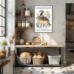 California Quail Art Poster: Celebrate State Pride