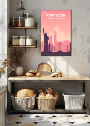 New York Landmarks Vintage Travel Poster