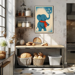 Winter Elephant Delight Poster