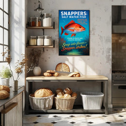 Snapper Strikes Salt Water Fish Poster PosterGoat
